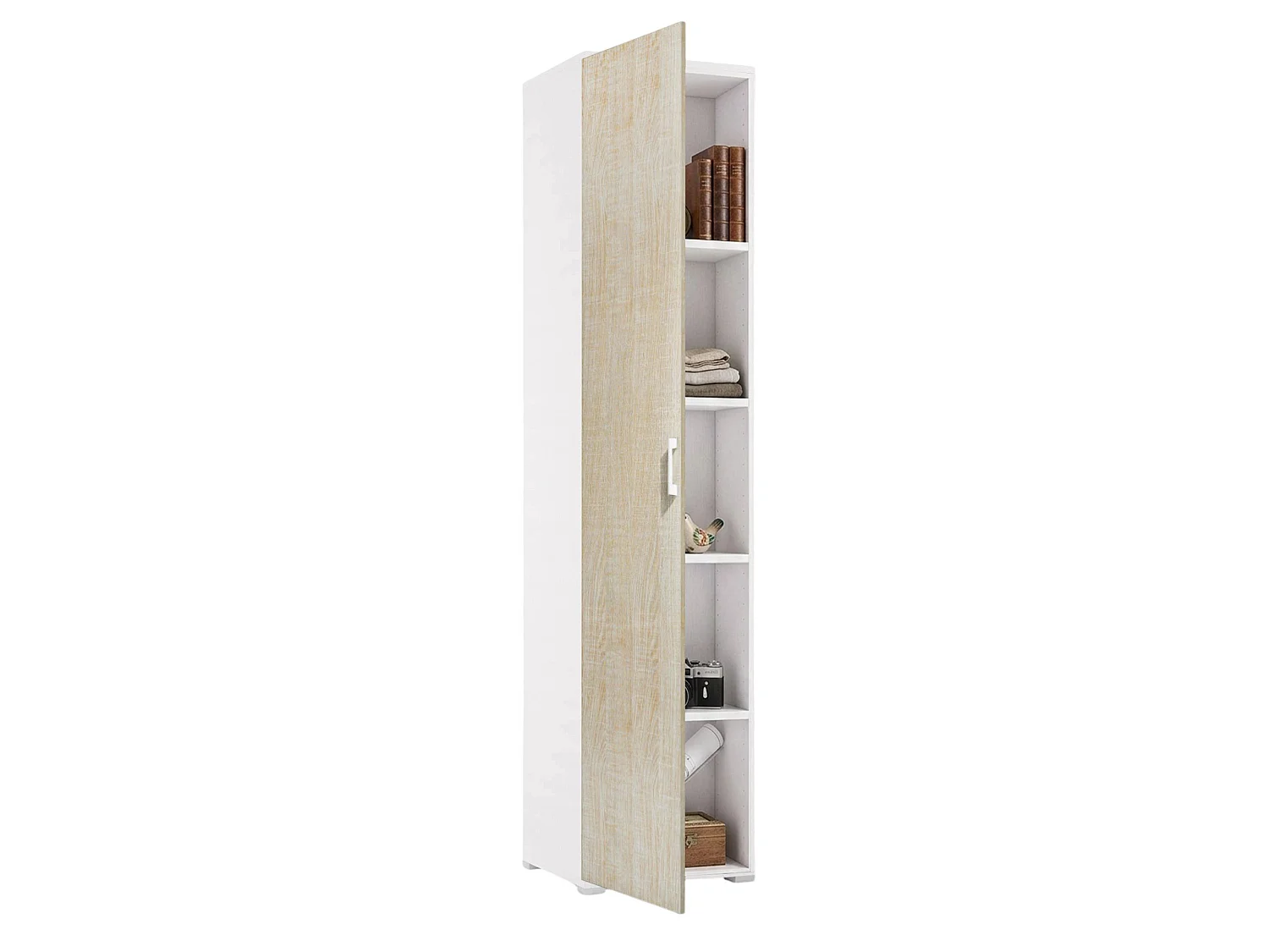 Armadio Multiuso 1 Anta Aloise, 4 Ripiani Made in Italy, 45x195h cm Marrone Rovere
