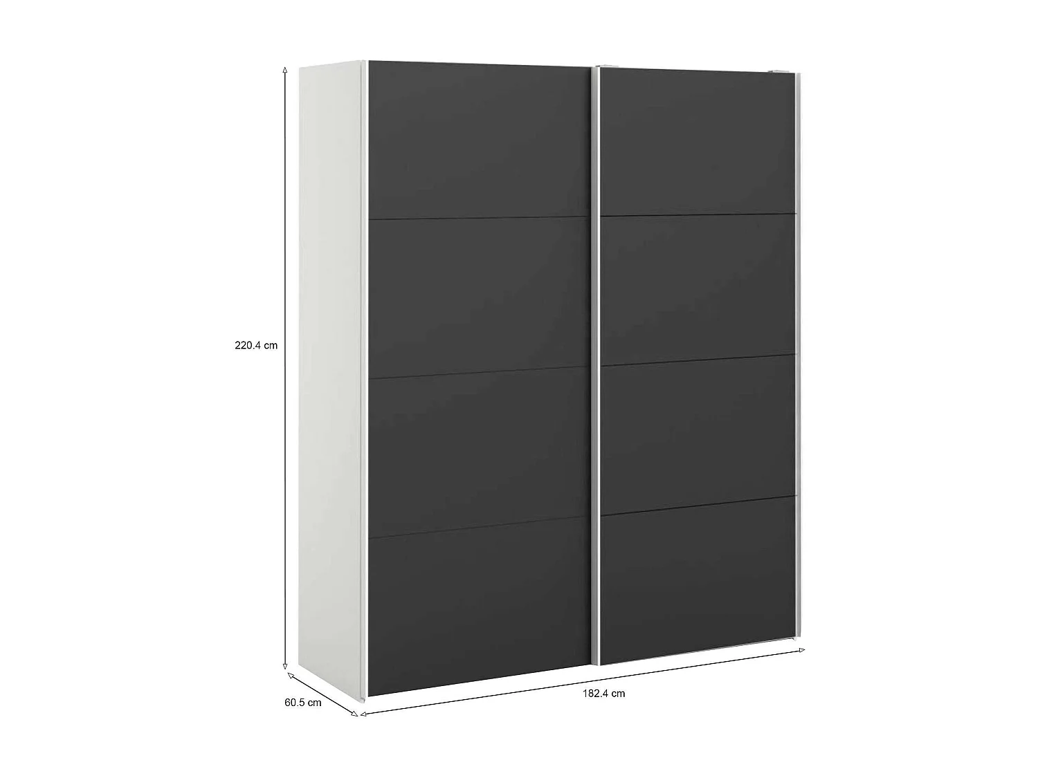 Garde-robe 2 portes Paeng, Meubles de chambre, Penderie de plain-pied, Placard à vêtements, 182x61 h220 cm, Blanc et Noir
