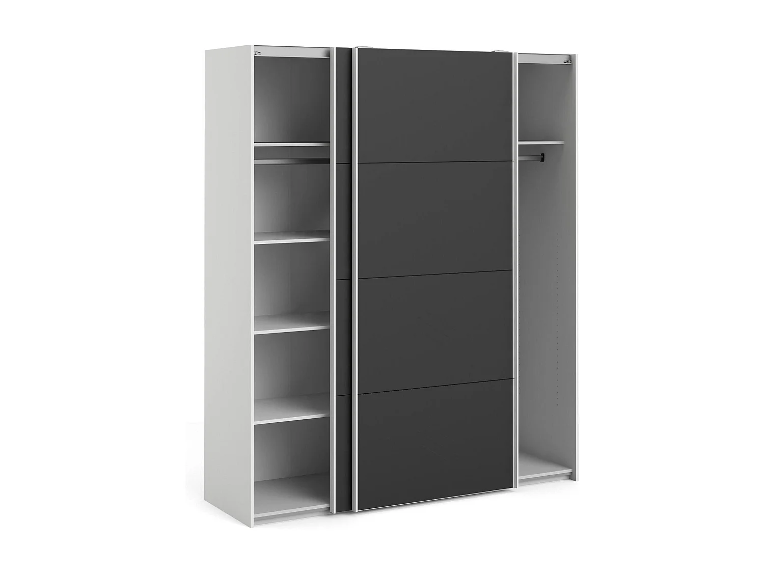 Garde-robe 2 portes Paeng, Meubles de chambre, Penderie de plain-pied, Placard à vêtements, 182x61 h220 cm, Blanc et Noir