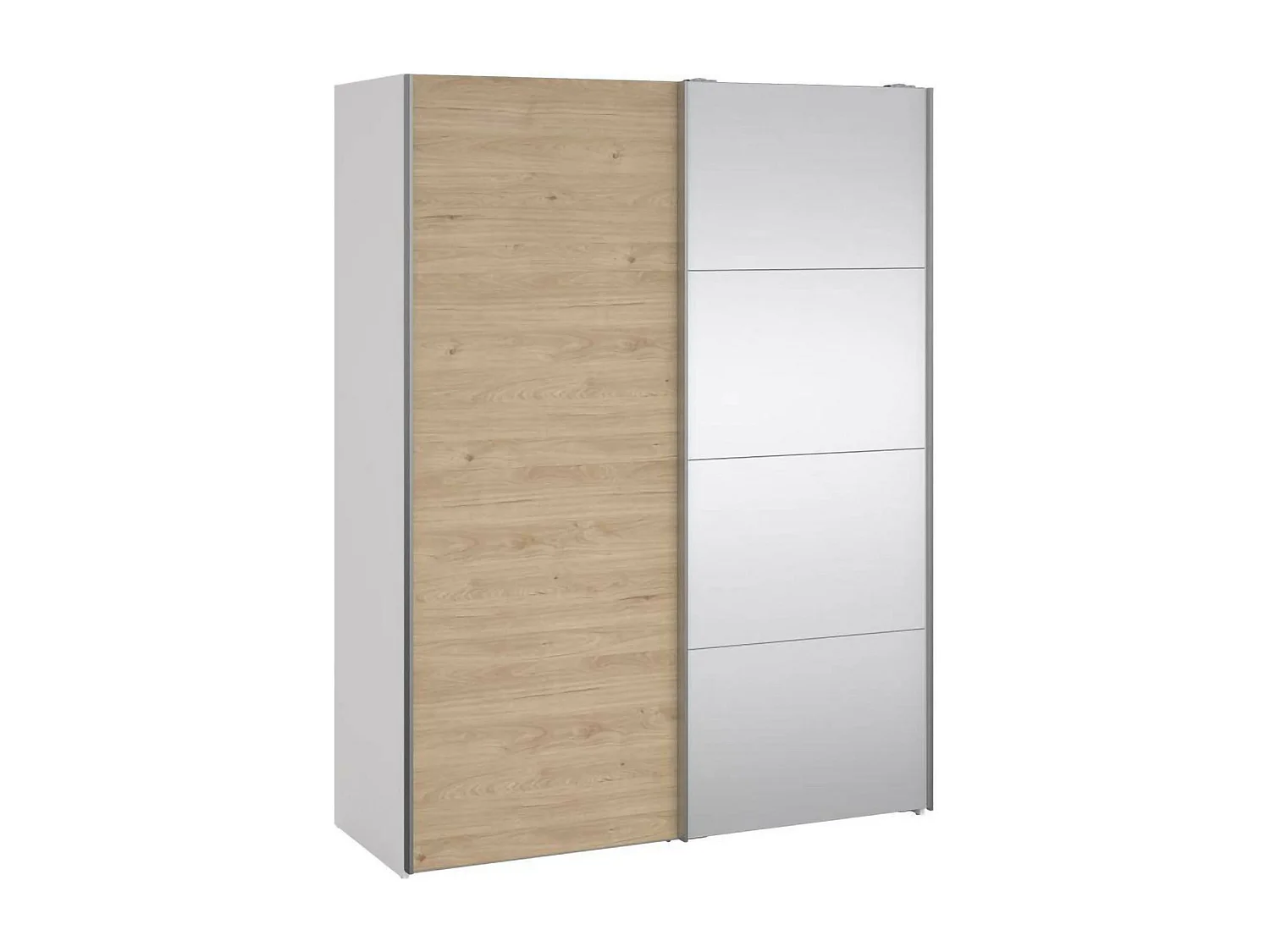 Garde-robe 2 portes Dspur, Meubles de chambre, Penderie de plain-pied, Placard à vêtements, 150x61 h200 cm, Blanc et Chêne clair