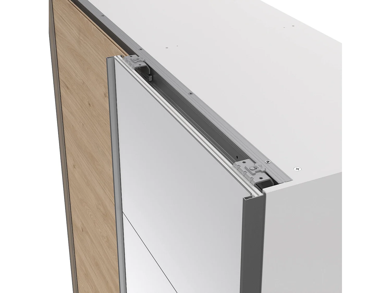 Garde-robe 2 portes Dspur, Meubles de chambre, Penderie de plain-pied, Placard à vêtements, 150x61 h200 cm, Blanc et Chêne clair