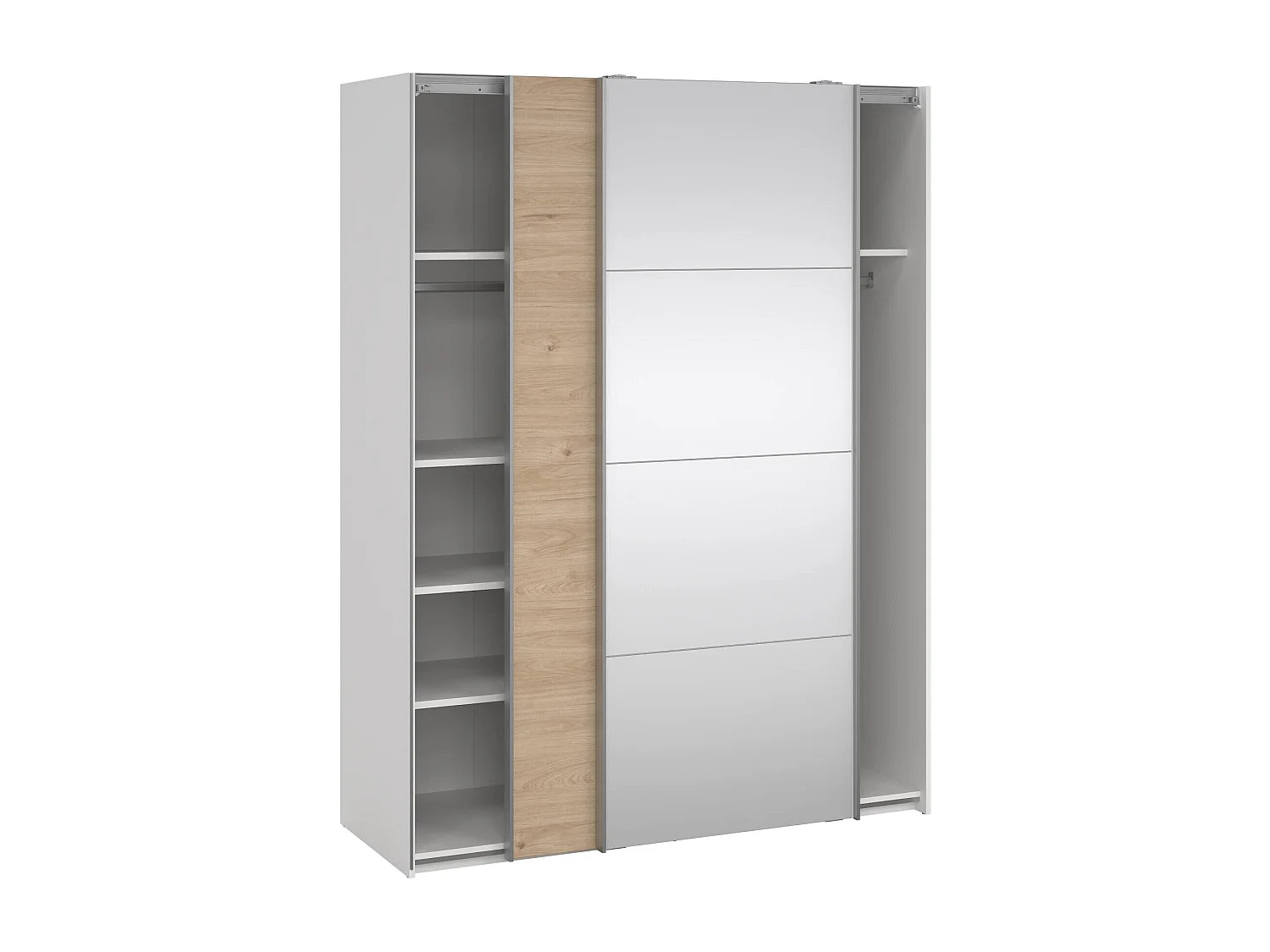 Garde-robe 2 portes Dspur, Meubles de chambre, Penderie de plain-pied, Placard à vêtements, 150x61 h200 cm, Blanc et Chêne clair