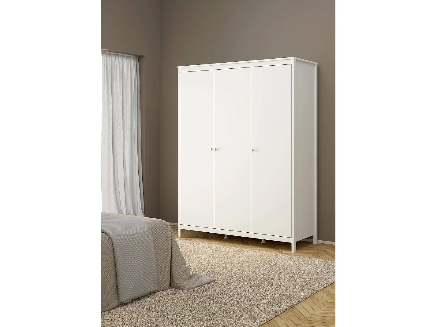 Garde-robe 3 portes Dsemiol, Meubles de chambre, Penderie de plain-pied, Placard à vêtements, 150x58 h199 cm, Blanc