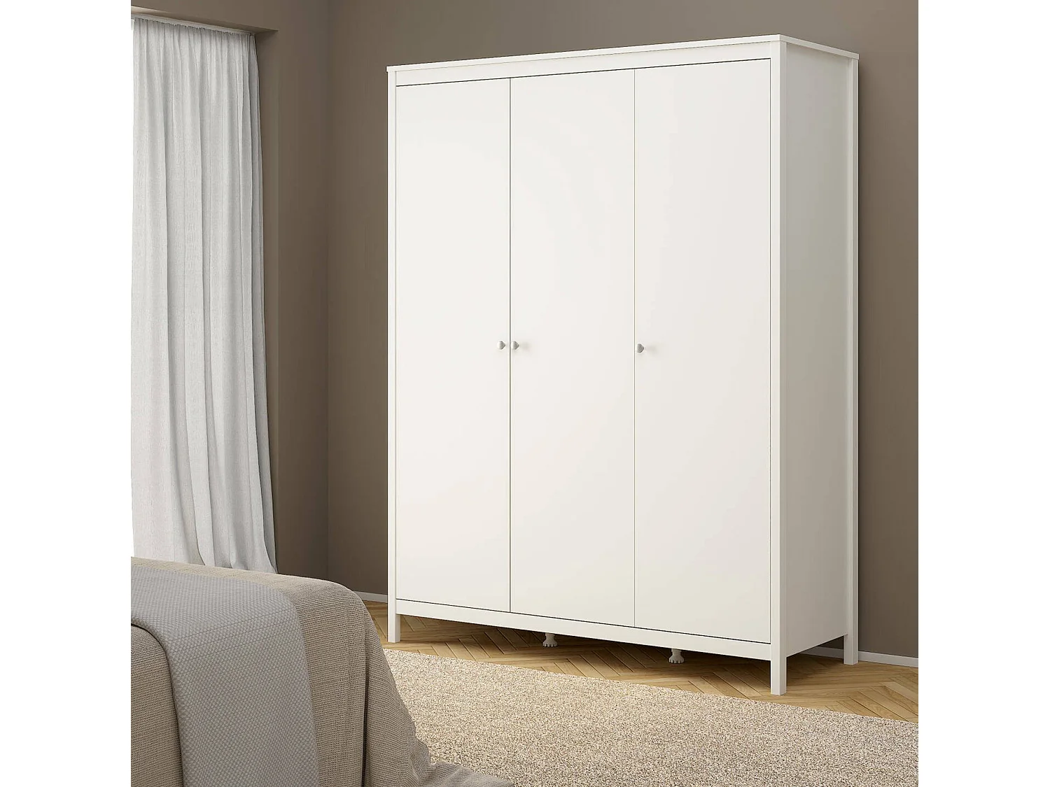 Garde-robe 3 portes Dsemiol, Meubles de chambre, Penderie de plain-pied, Placard à vêtements, 150x58 h199 cm, Blanc