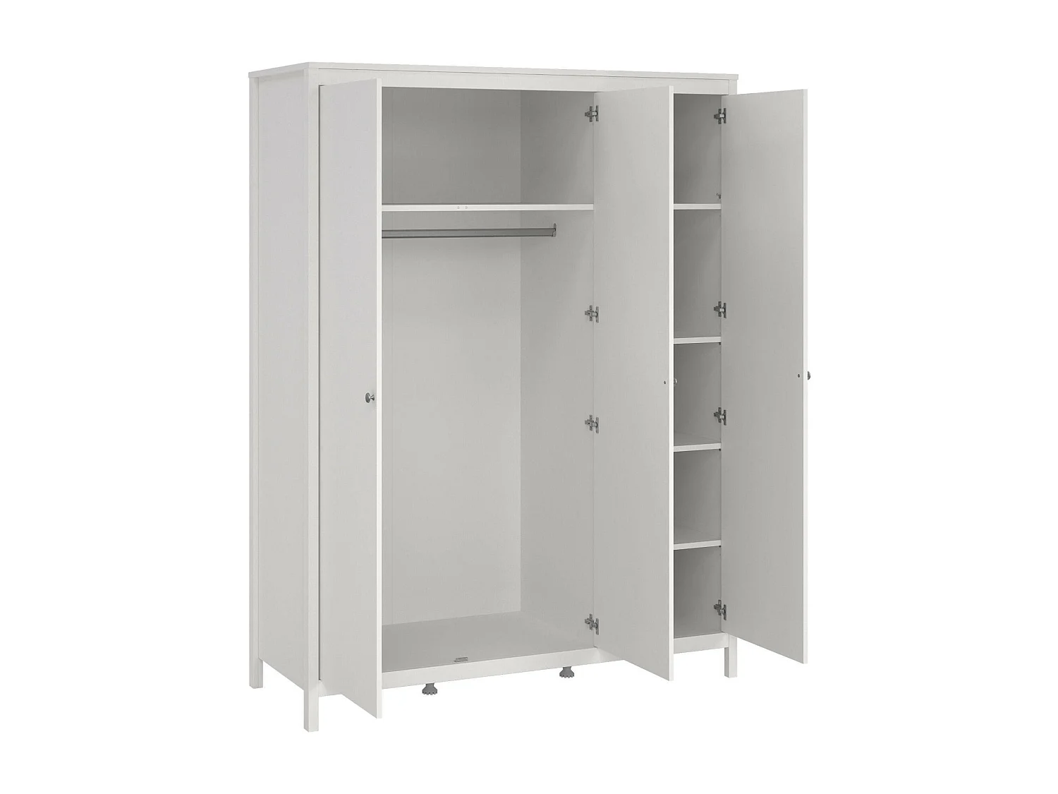 Garde-robe 3 portes Dsemiol, Meubles de chambre, Penderie de plain-pied, Placard à vêtements, 150x58 h199 cm, Blanc