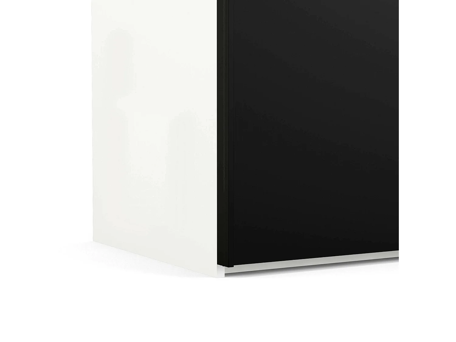 Garde-robe 2 portes Portlouis, Meubles de chambre, Penderie de plain-pied, Placard à vêtements, 182x62 h220 cm, Noir et Blanc