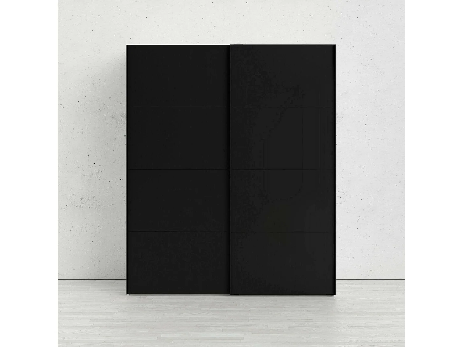 Garde-robe 2 portes Portlouis, Meubles de chambre, Penderie de plain-pied, Placard à vêtements, 182x62 h220 cm, Noir et Blanc