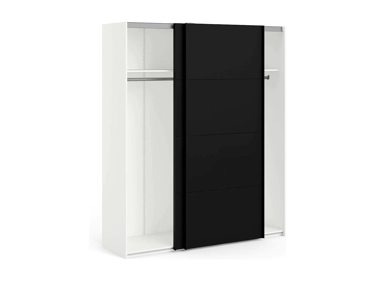 Garde-robe 2 portes Portlouis, Meubles de chambre, Penderie de plain-pied, Placard à vêtements, 182x62 h220 cm, Noir et Blanc