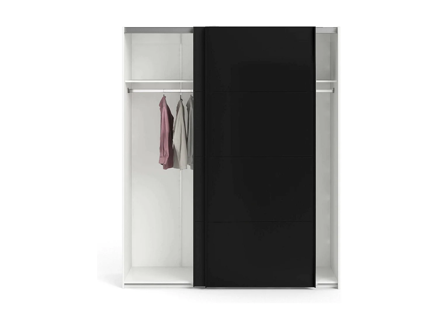 Garde-robe 2 portes Portlouis, Meubles de chambre, Penderie de plain-pied, Placard à vêtements, 182x62 h220 cm, Noir et Blanc