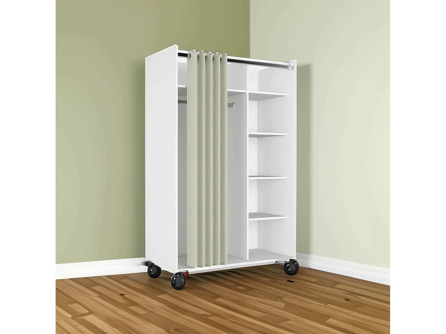 Grande Garde-robe Dsesi, Meubles de chambre, Penderie de plain-pied, Placard à vêtements, 100x48 h160 cm, Blanc