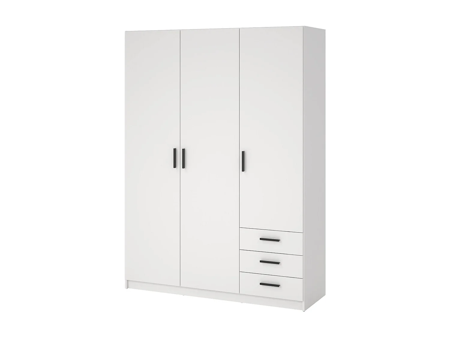 Garde-robe 3 portes Dsenk, Meubles de chambre, Penderie de plain-pied, Placard à vêtements, 147x50 h200 cm, Blanc