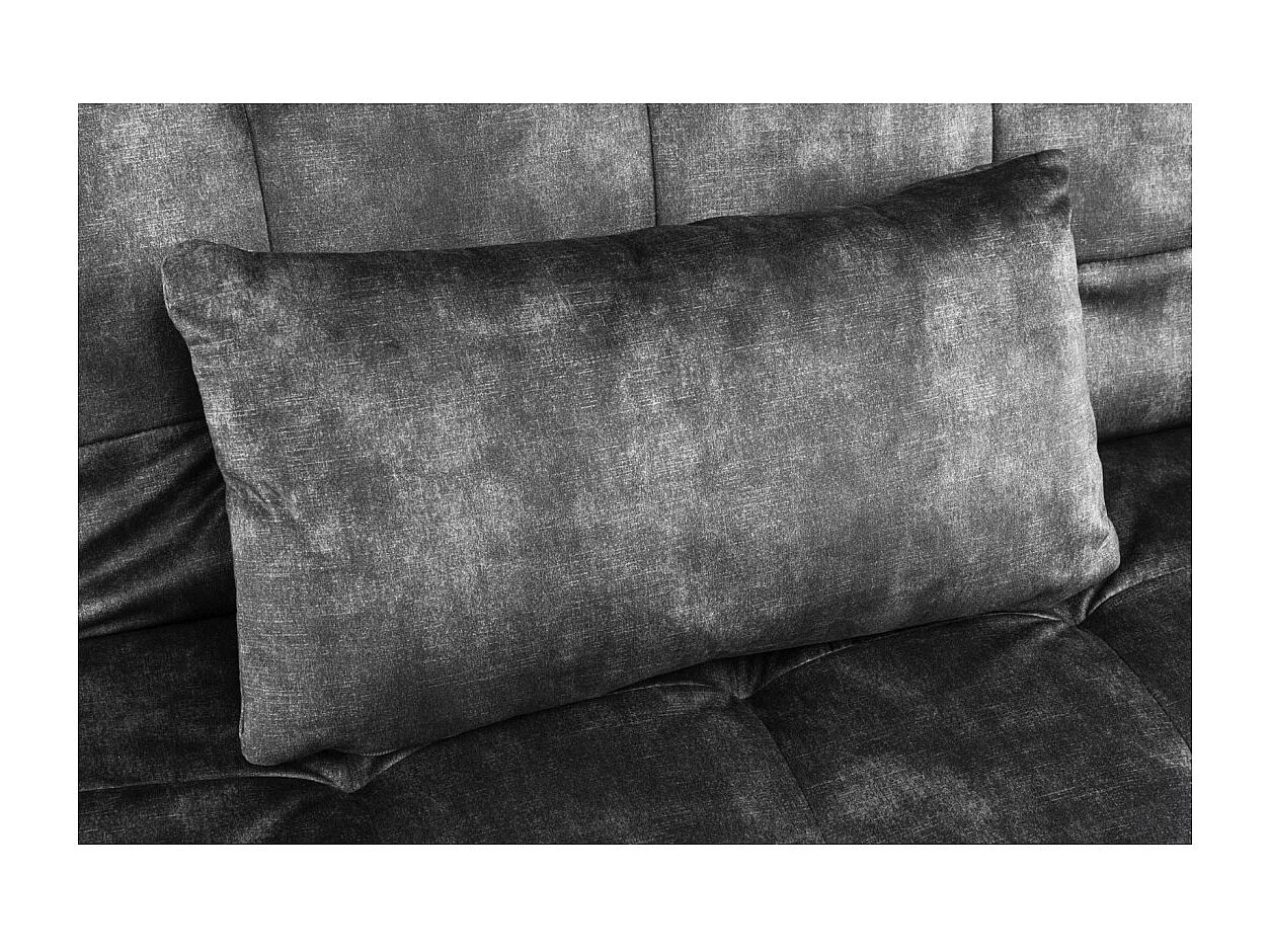 Canapé droit convertible SERENO gris foncé – Canapé-lit 3 places en velours matelassé