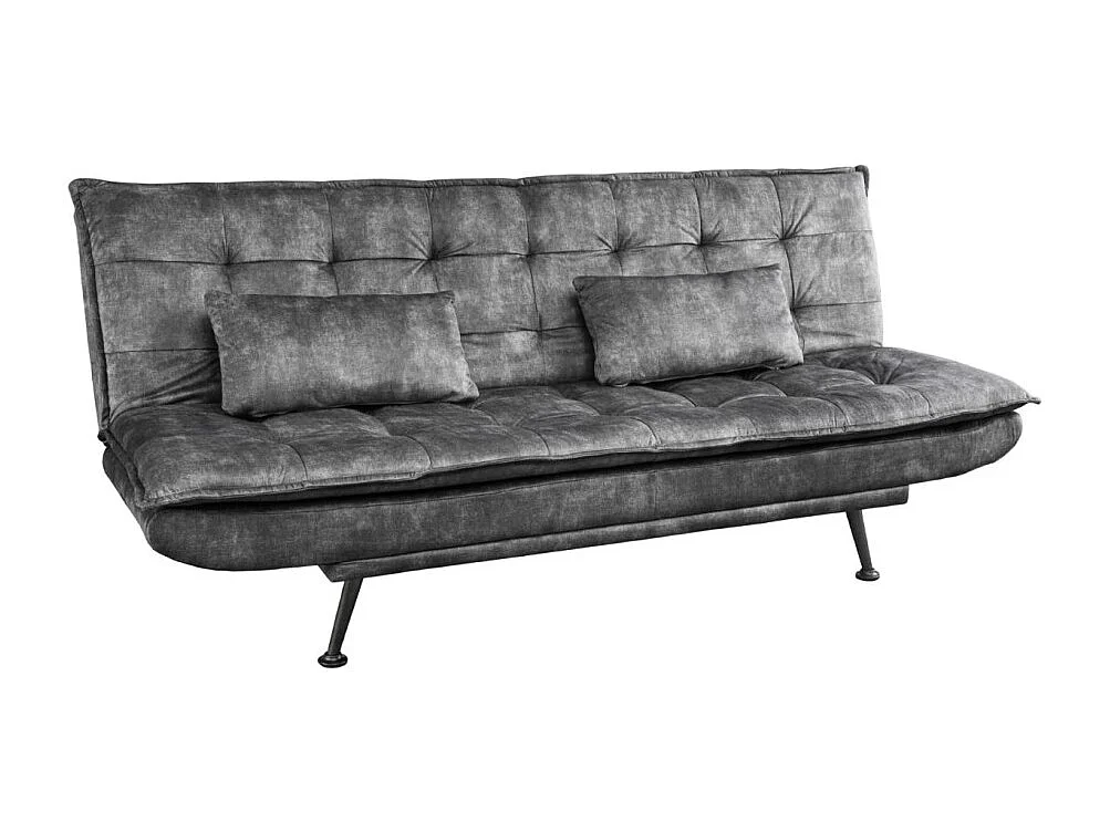 Sofá cama convertible SERENO gris oscuro – Sofá de 3 plazas en terciopelo acolchado