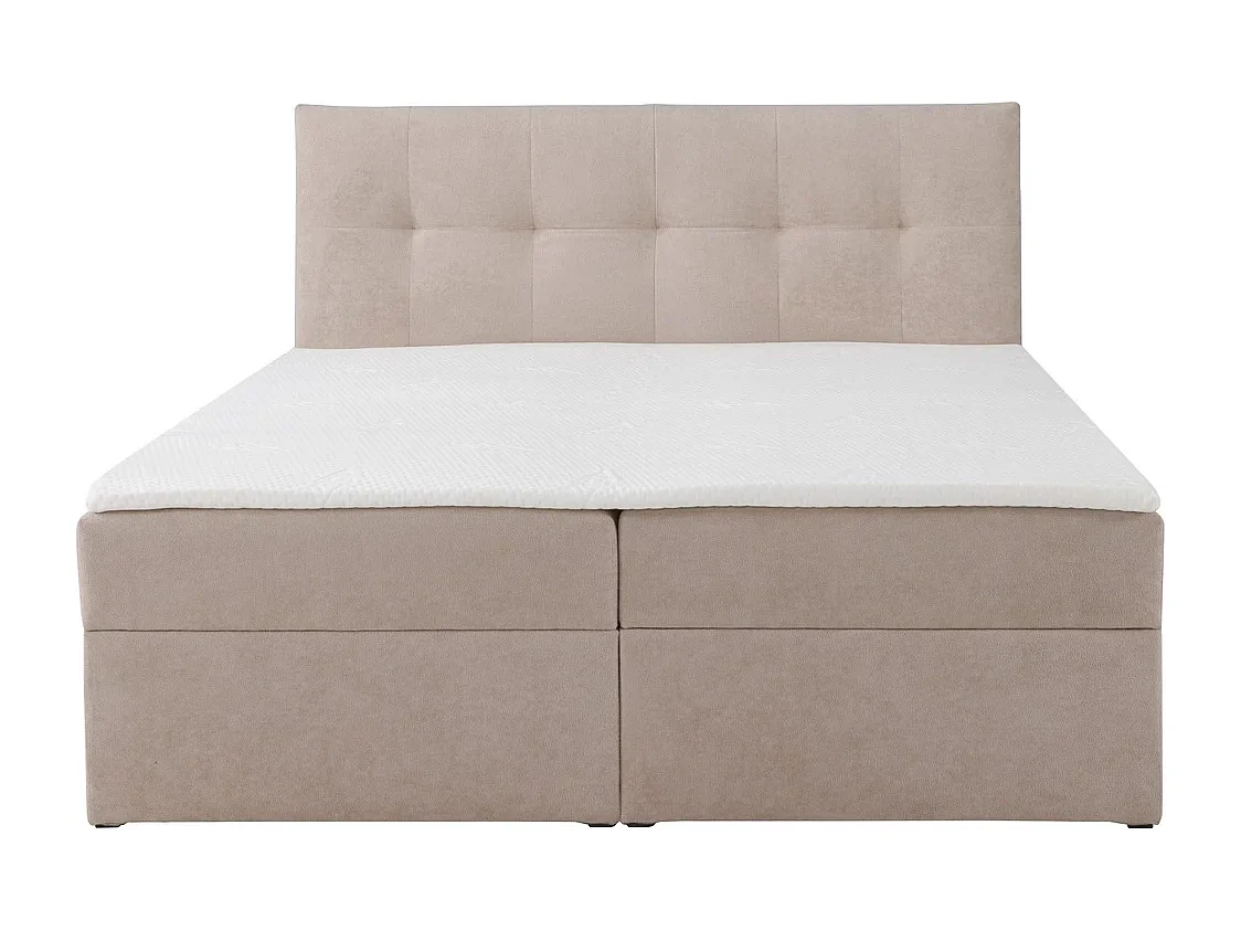 Lit continental toronto - 140x200 cm beige clair gerra 15 - lit bouclé coffre