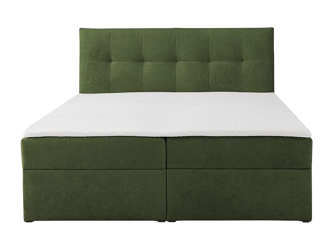 Lit continental toronto - 140x200 cm vert gerra 50 - lit bouclé coffre