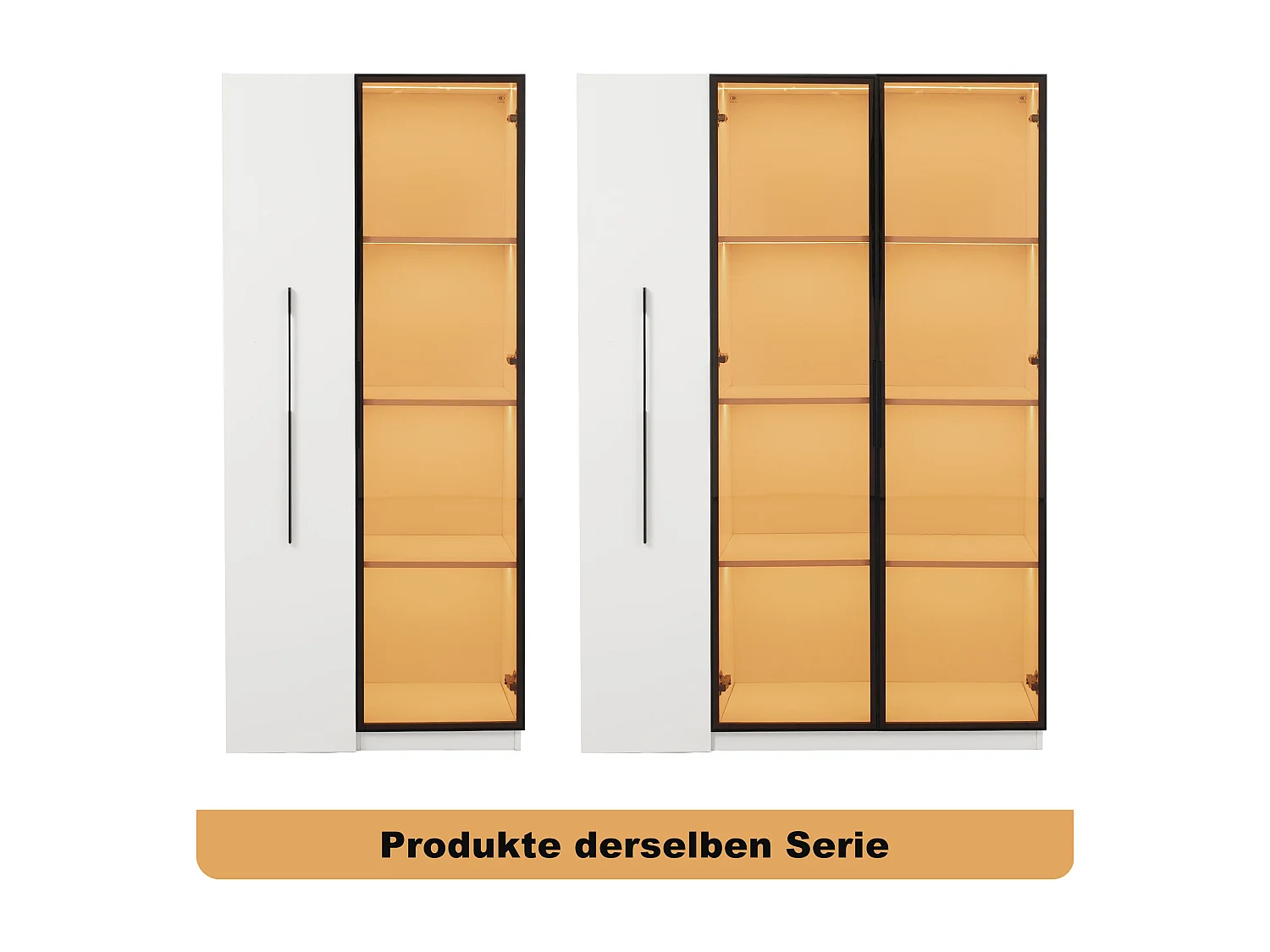 Vitrine LED - Tiroir Latéral Coulissant - Présentation Et Rangement - Éclairage LED Intégré Et Verre Ambré - 110.5x35x160 cm - En MDF - Blanc