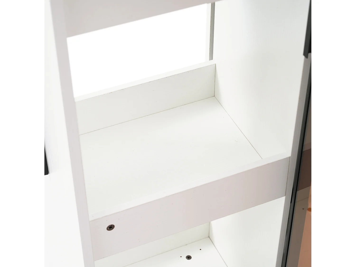 Vitrine LED - Tiroir Latéral Coulissant - Présentation Et Rangement - Éclairage LED Intégré Et Verre Ambré - 110.5x35x160 cm - En MDF - Blanc