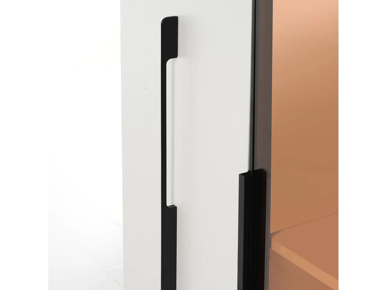Vitrine LED - Tiroir Latéral Coulissant - Présentation Et Rangement - Éclairage LED Intégré Et Verre Ambré - 110.5x35x160 cm - En MDF - Blanc