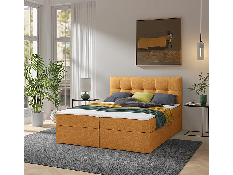 Boxspringbett toronto - 160x200 cm honig herbi 80 - webstoff bettkasten