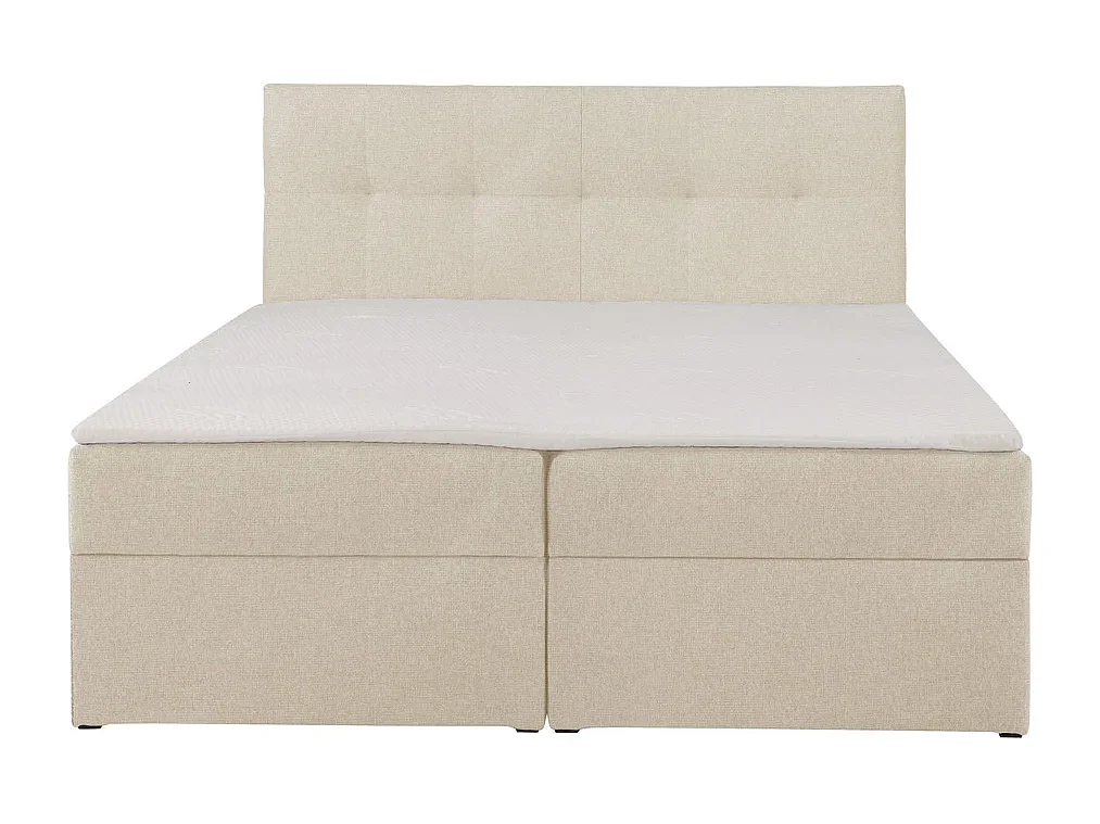 Lit continental toronto - 140x200 cm crème herbi 45 - lit coffre tissé