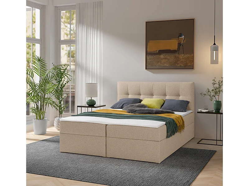 Boxspring toronto - 180x200 cm latte herbi 55 - geweven tweepersoons