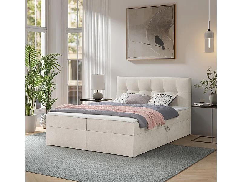 Boxspringbett toronto - 160x200 cm creme gerra 10 - bouclé bettkasten