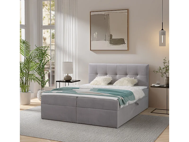 Boxspringbett toronto - 160x200 cm grau amor velvet 4318 - bettkasten