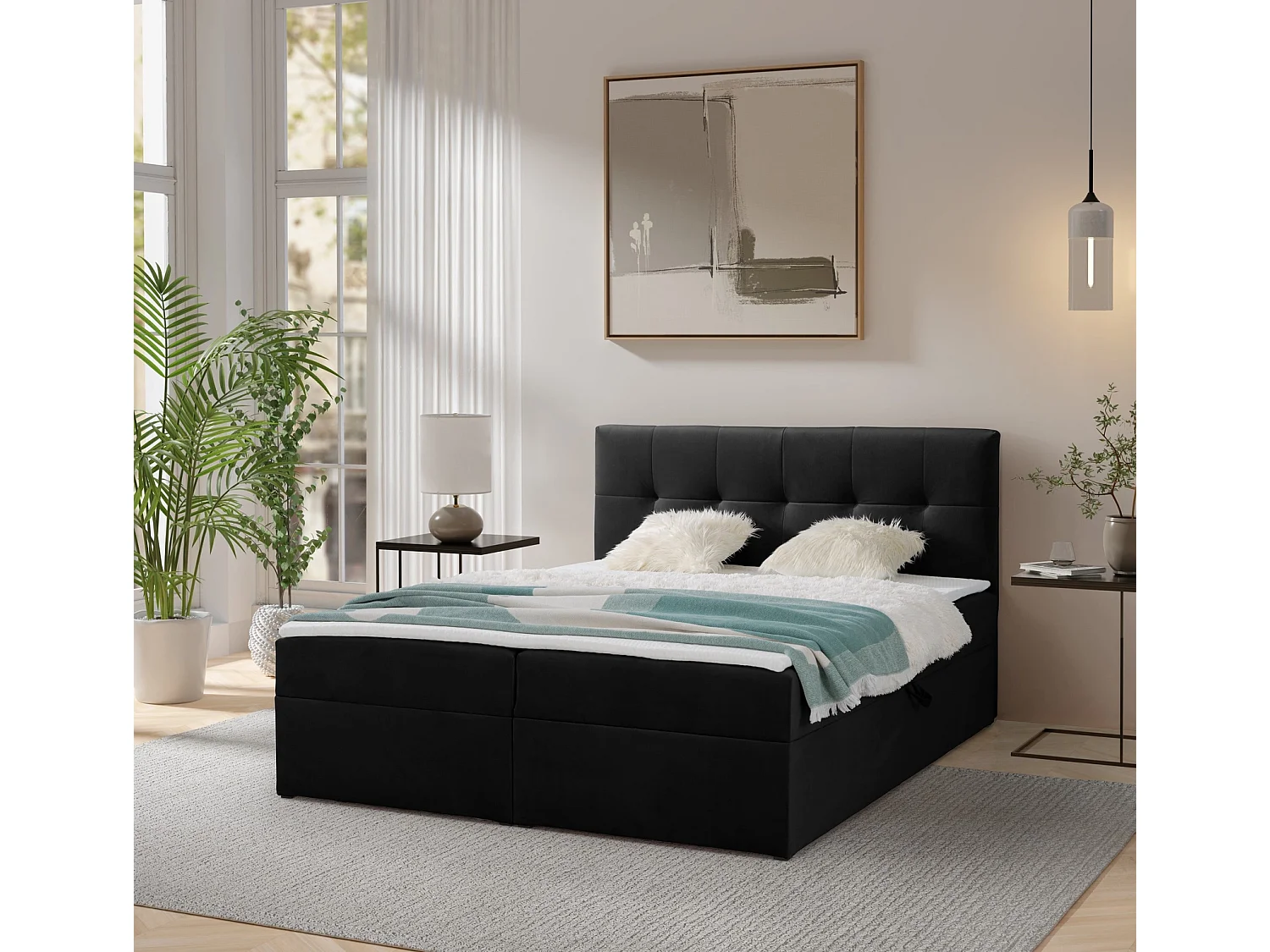 Boxspringbett toronto - 180x200 cm schwarz amor velvet 4322 - bettkasten