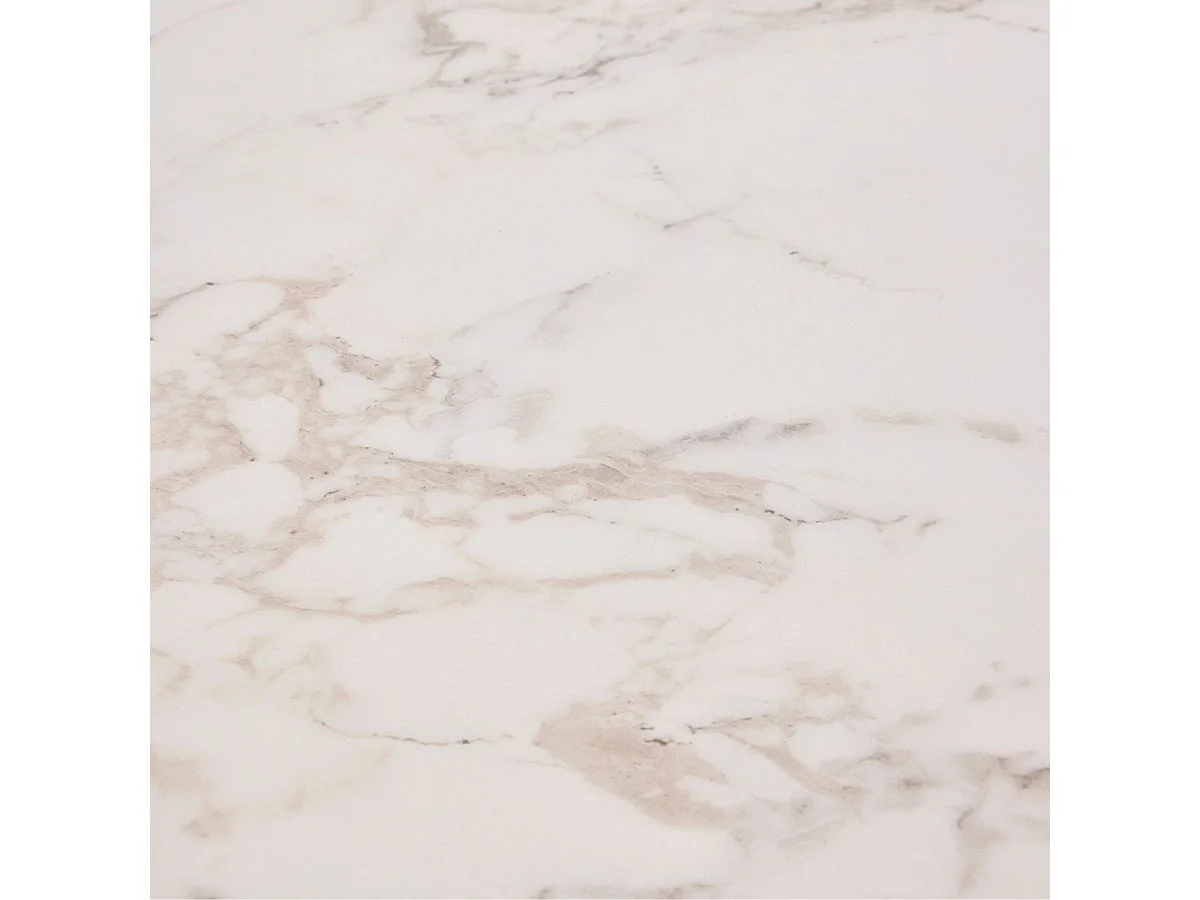 Table Basse Gigogne Aspect Bois finition marbre blanc Piètement Métal Noir - MARMOL