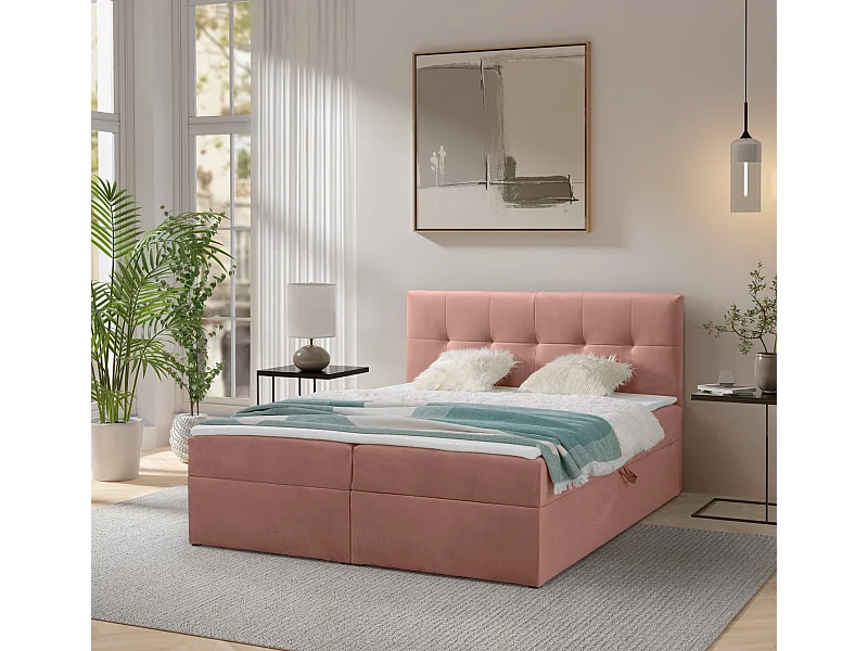 Boxspringbett toronto - 180x200 cm altrosa amor velvet 4328 - bettkasten
