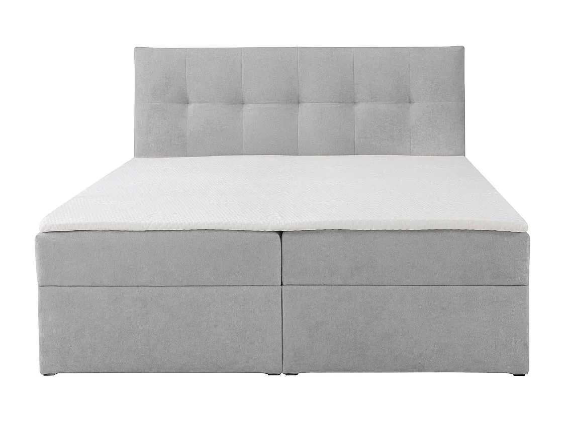 Lit continental toronto - 140x200 cm gris gerra 65 - lit bouclé coffre