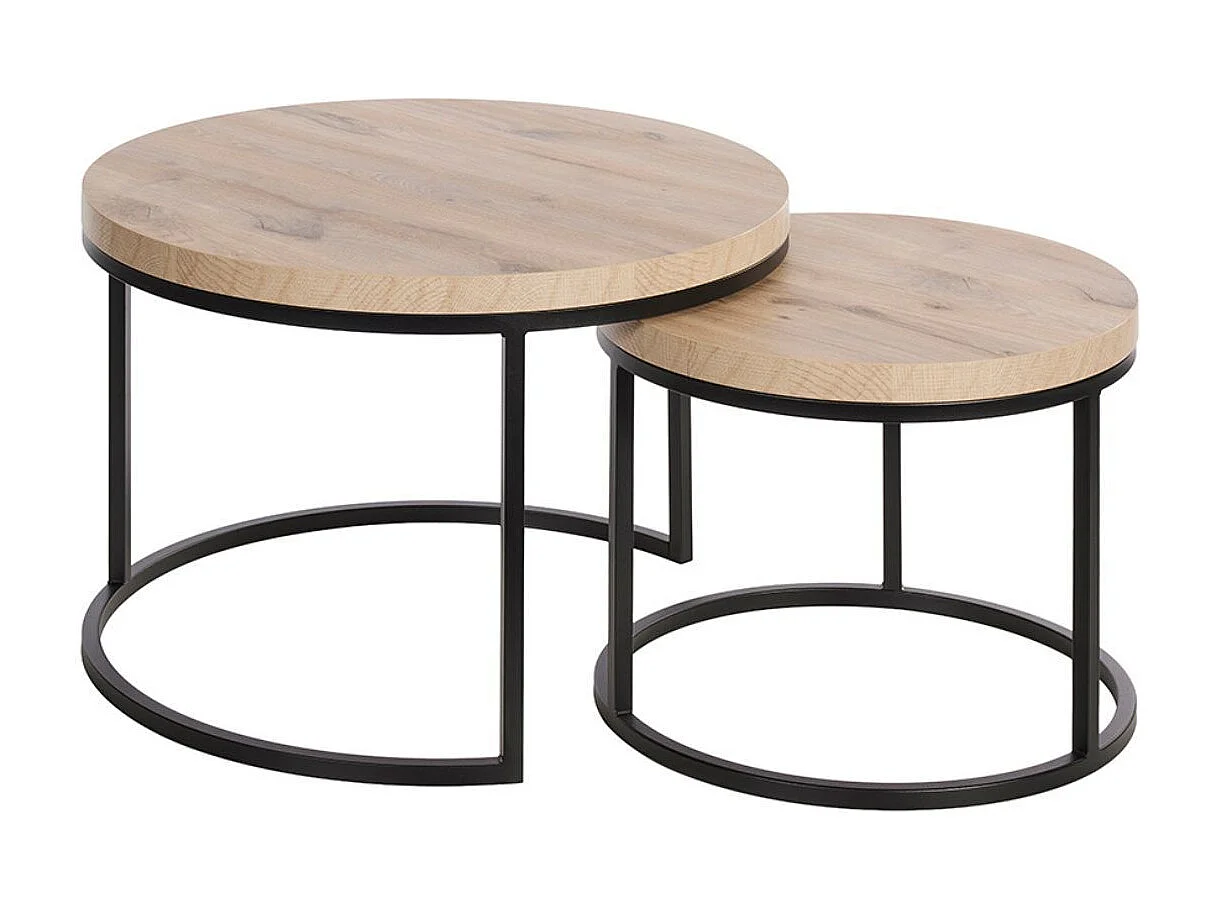 CANYON - Table Basse Gigogne Aspect Bois finition Canyon Piètement Métal Noir