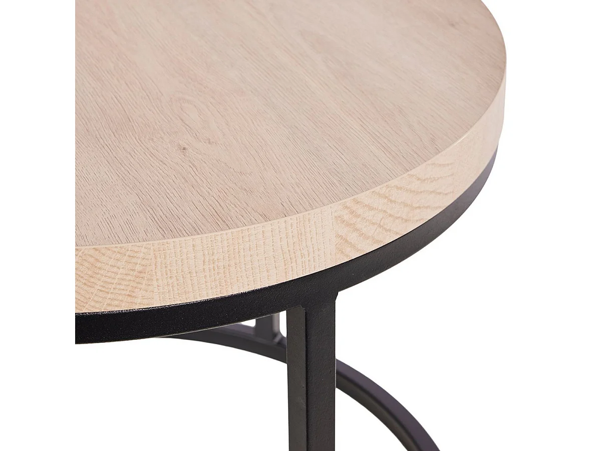 Table Basse Gigogne Aspect Bois finition Urban Oak Piètement Métal Noir - BRIDGE