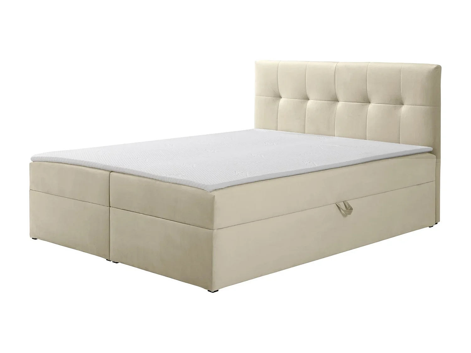 Boxspringbett toronto - 140x200 cm creme amor velvet 4323 - bettkasten