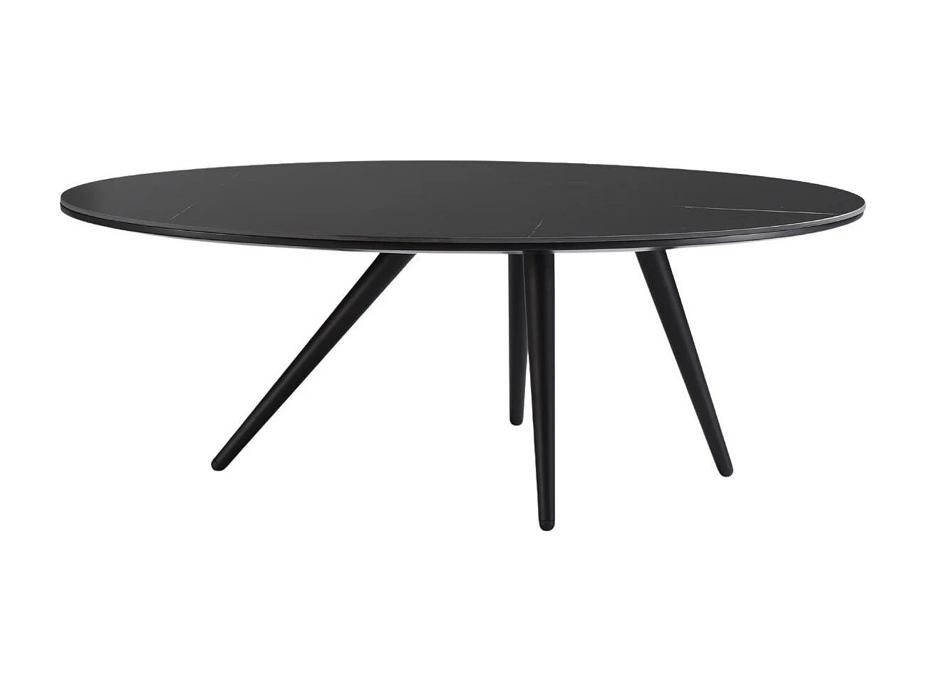 Lot de 2 tables basses plateau MDF placage céramique noir marbré piètement métal - SHADOW