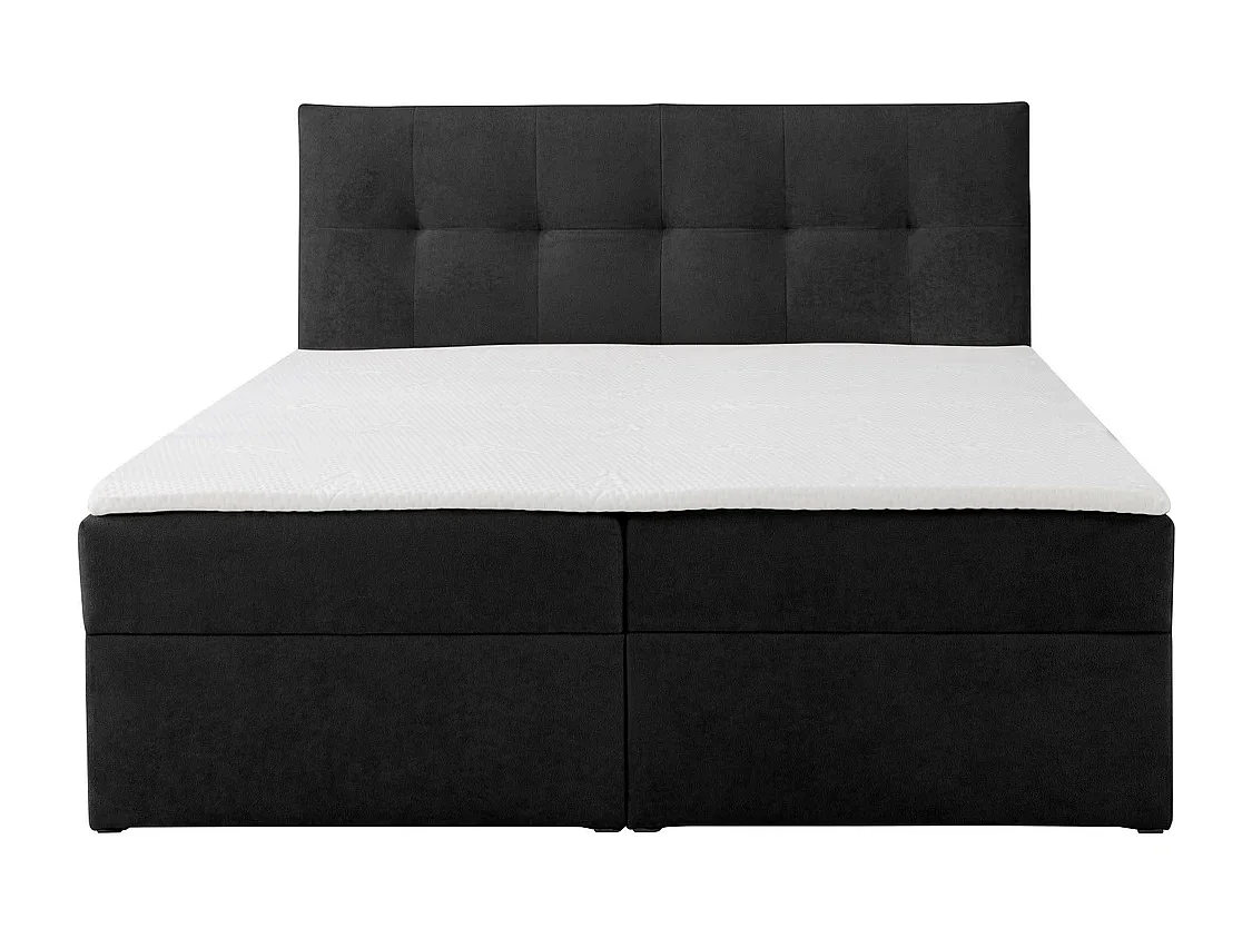 Boxspringbett toronto - 160x200 cm schwarz gerra 75 - bouclé bettkasten