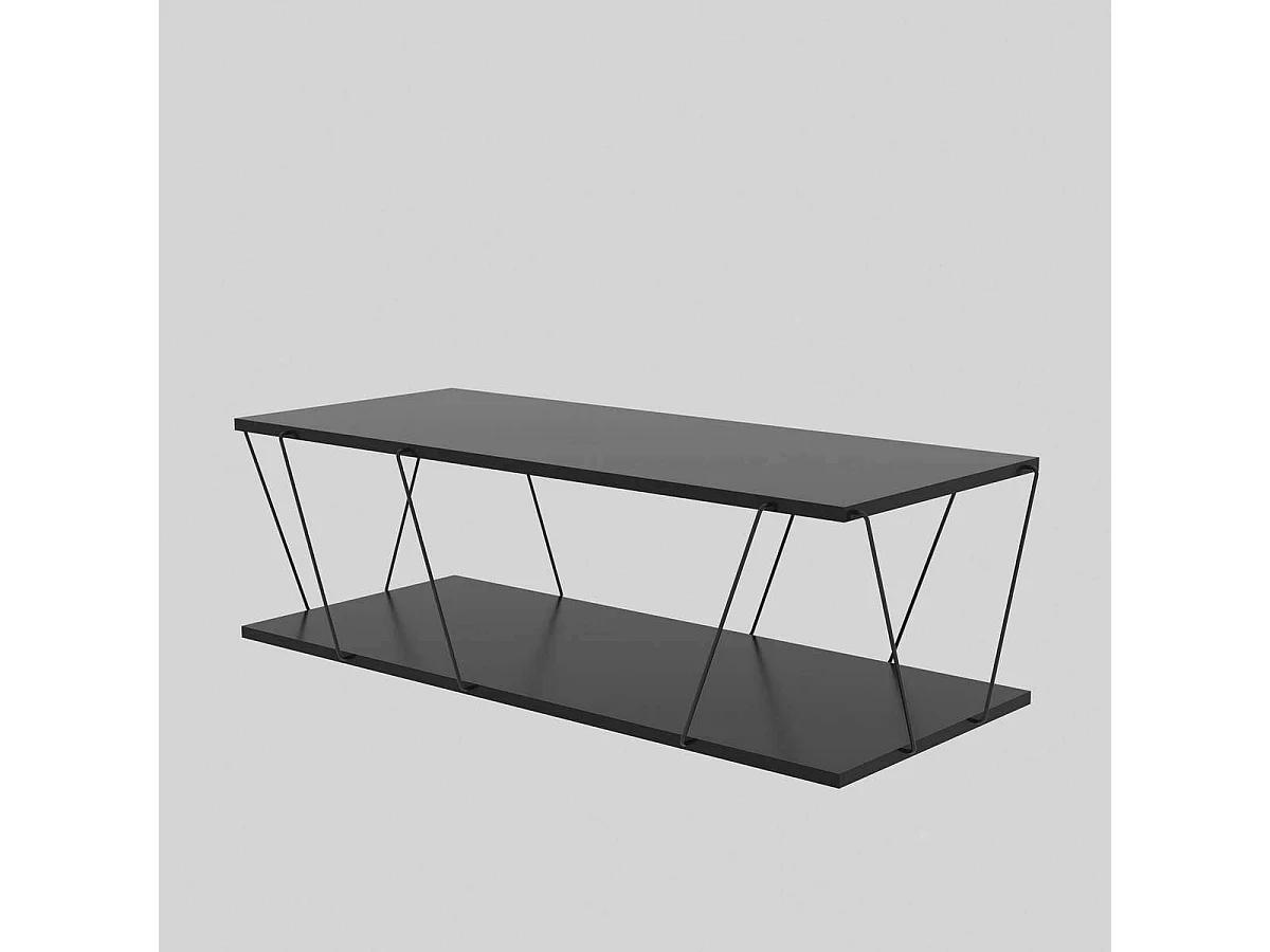 Table basse en bois "Zisino" - 120 x 50 x 30 cm - Gris anthracite