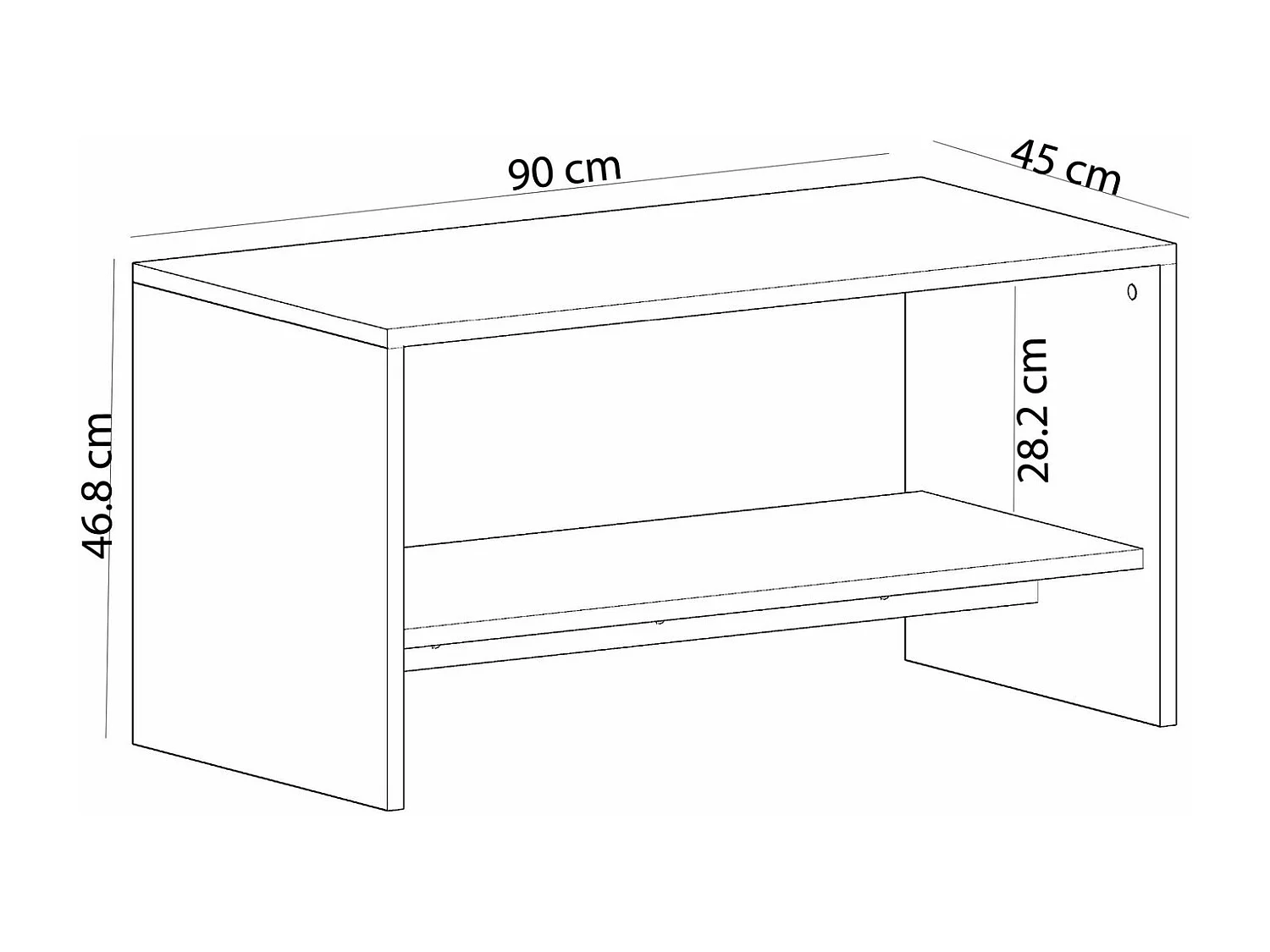 Table Basse en bois "Apollon" - 45 x 90 x 46 cm - Blanc, Chêne Saphir