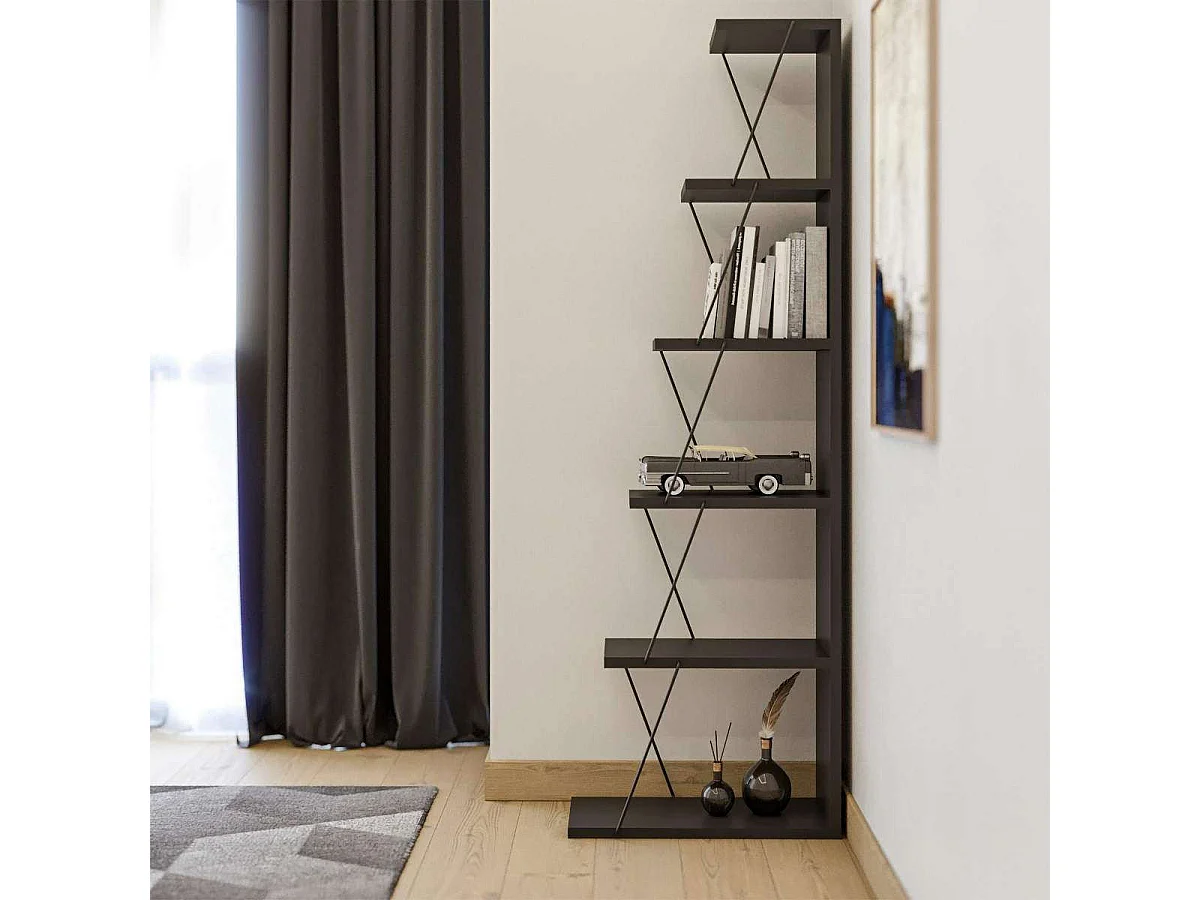 Melinos Holzregal Anthrazit 50x22x150 cm, 5 Regalböden, modernes und robustes Design