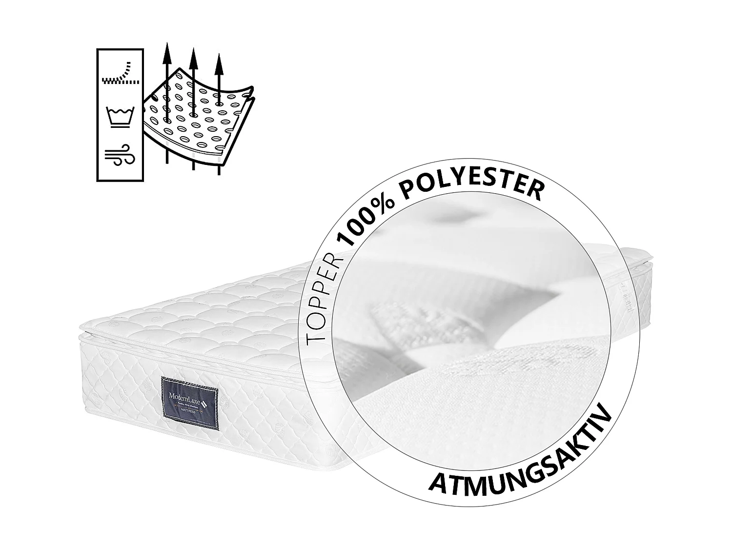 Lit rembourré simple 90x200 cm, tête capitonnée, sommier inclus, lin gris, matelas à ressorts, confort moyen