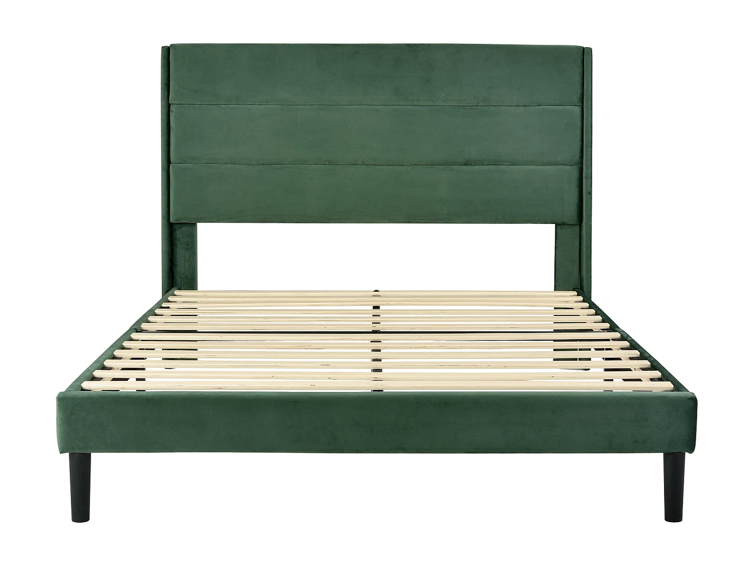 Lit rembourré double 140x200 cm, tête et sommier inclus, cadre velours vert foncé, design moderne, jeunesse, avec matelas