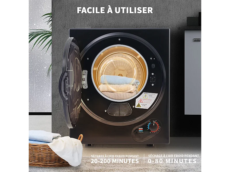 Sèche-linge à évacuation 2,5 kg avec minuterie 200 min - Température de 65 °C