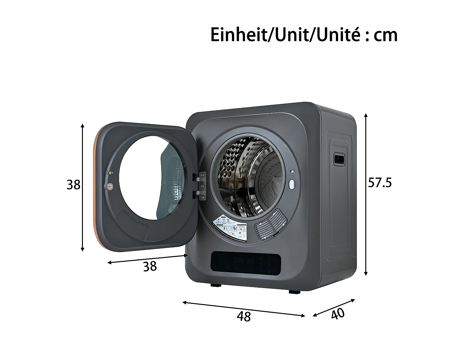 Asciugatrice 3 kg con 6 funzioni - Protezione contro il surriscaldamento - Grigio