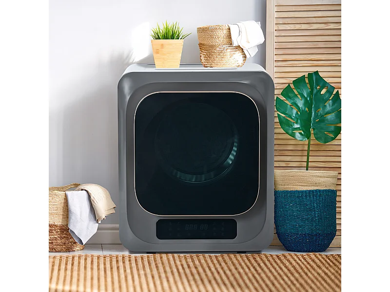 Sèche-linge de 3 kg avec 6 fonctions - Protection contre la surchauffe - Gris