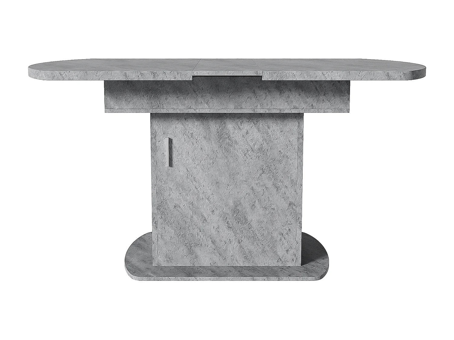 Table à manger extensible ovale 110(130)x70cm avec rangement -Aspect effet béton - Gris