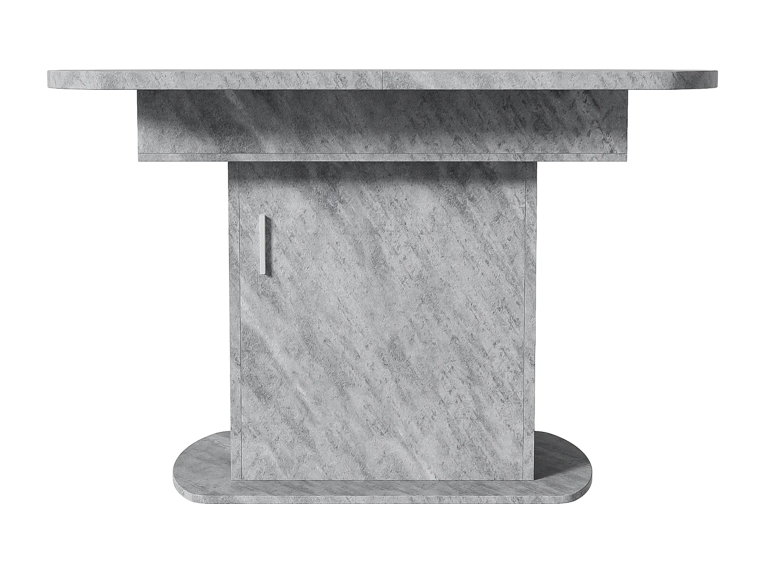 Table à manger extensible ovale 110(130)x70cm avec rangement -Aspect effet béton - Gris