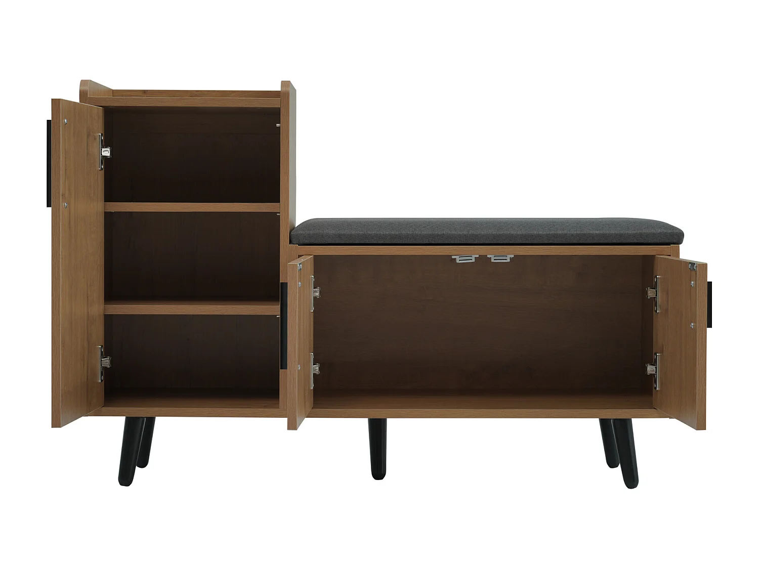 Meuble chaussures avec 3 portes et banc - Bois en PB- Naturel foncé