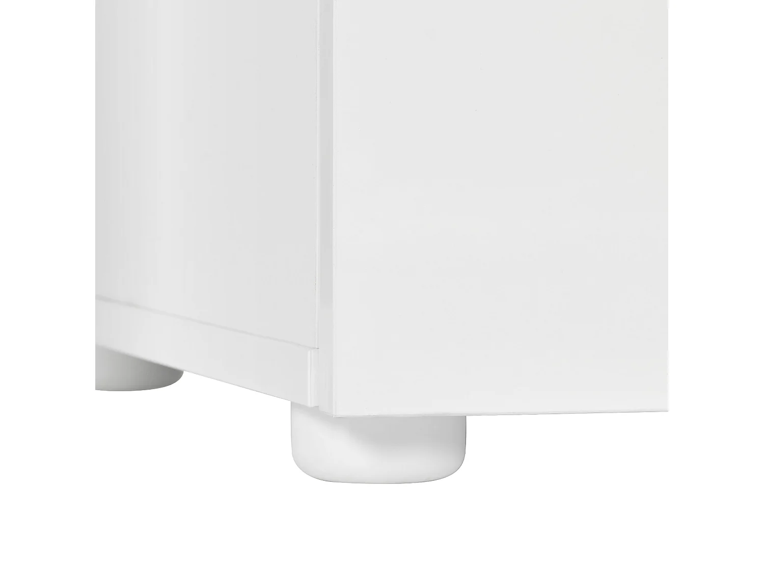 Buffet blanc laqué avec LED, 4 tiroirs et 2 portes - Bois en PB et verre