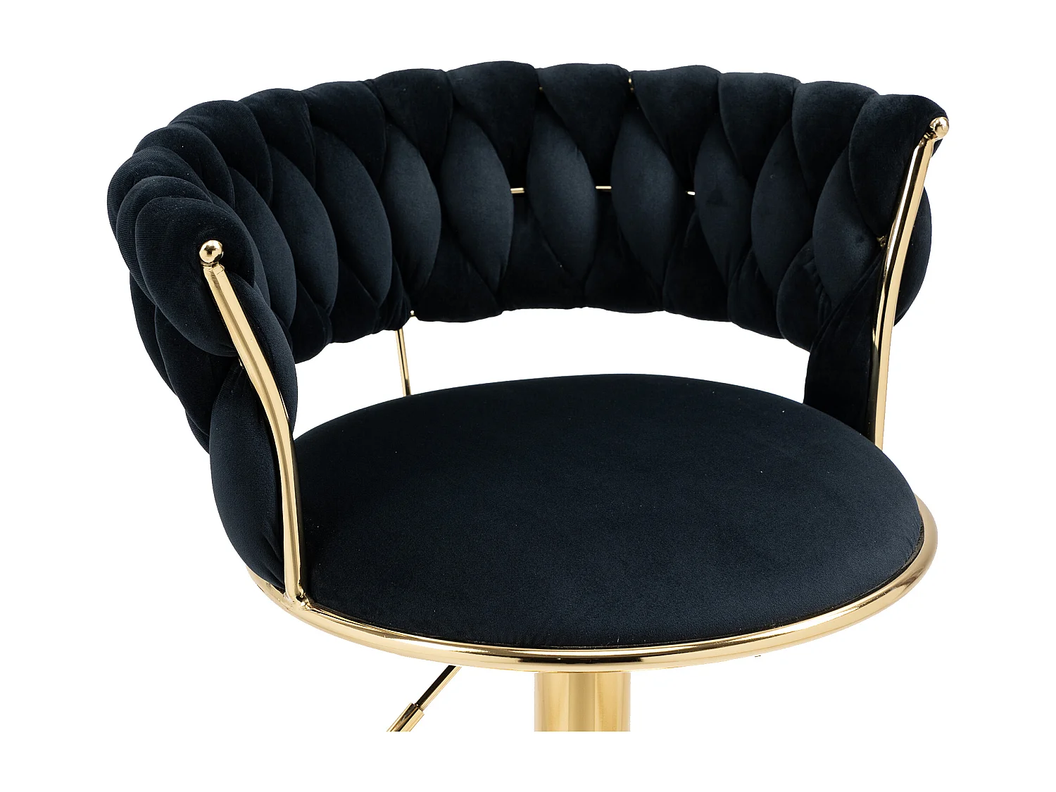 Set van 2 draaibare barkrukken in fluweel - Verstelbare hoogte - Zwart en goud