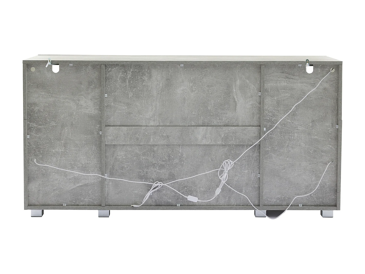 Buffet avec 4 portes et LED - Bois MDF+verre trempé - Gris ciment